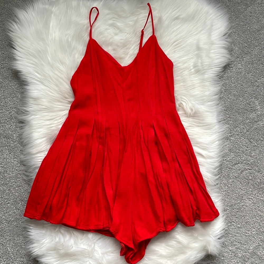 Red Cheeky Shorts Romper